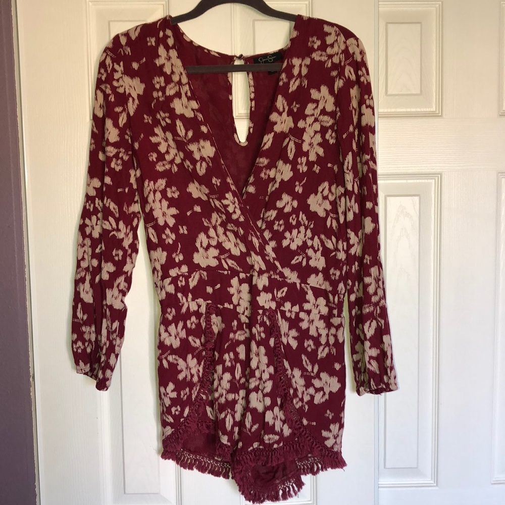 Beautifully Patterned Burgundy Romper